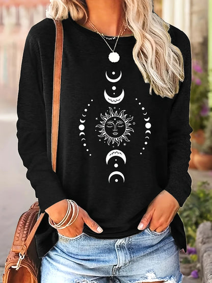 T-shirt da donna in 100% cotone, modello slim, a maniche lunghe, top bianco sottile, maglietta da donna