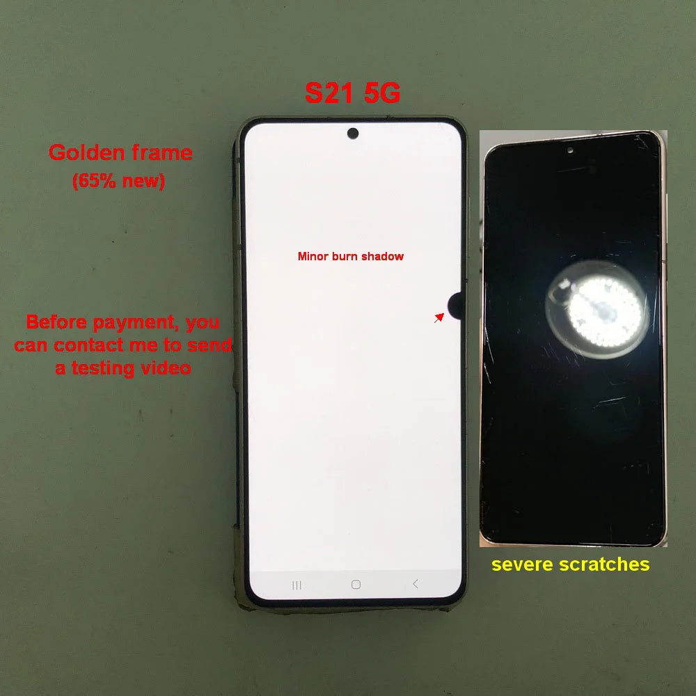 Display LCD Super AMOLED per Samsung S21 5G G990F G991F G991U G991B/DS, Schermo Touch Digitizer 6.2'' con Difetti, Ricambio Schermo