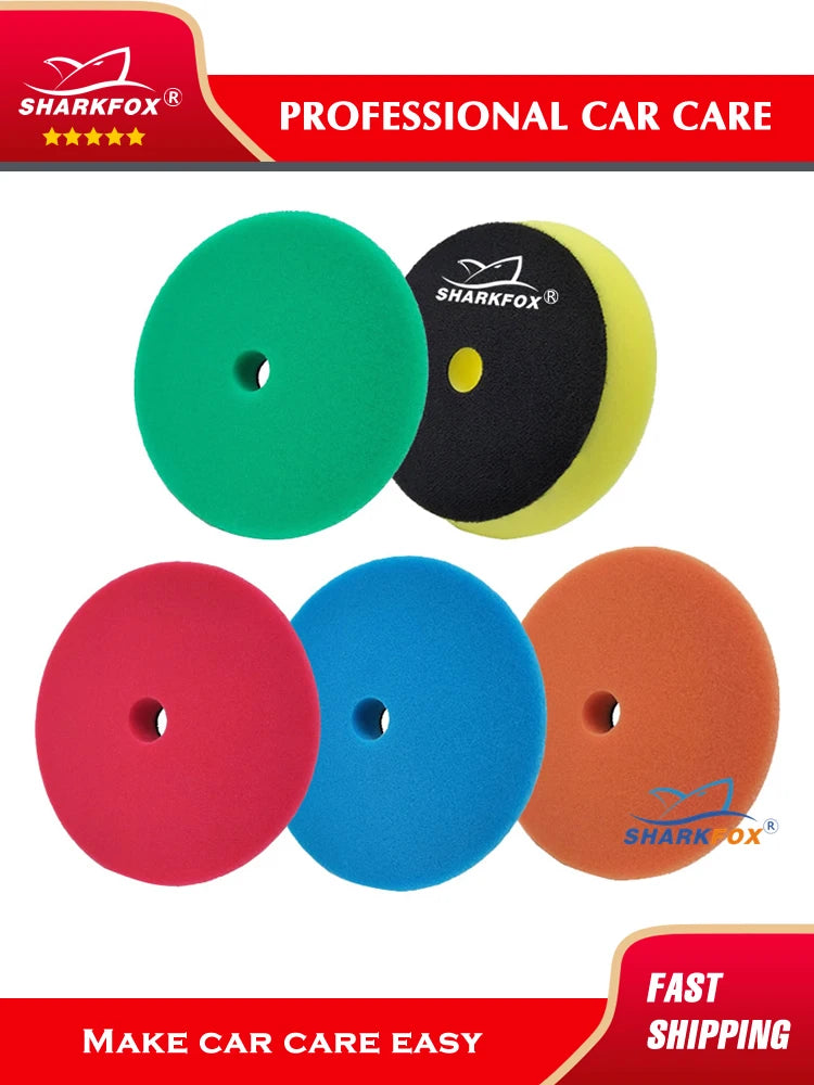 Kit di spugne lucidanti Sharkfox da 5 pollici (125 mm)/6 pollici (150 mm) per lucidatrice per auto, disco lucidante in schiuma.