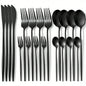 Set di posate in acciaio inossidabile, nero, 20 pezzi; posate portoghesi in acciaio inossidabile per 5 persone; eleganti posate occidentali; lavabili in lavastoviglie;