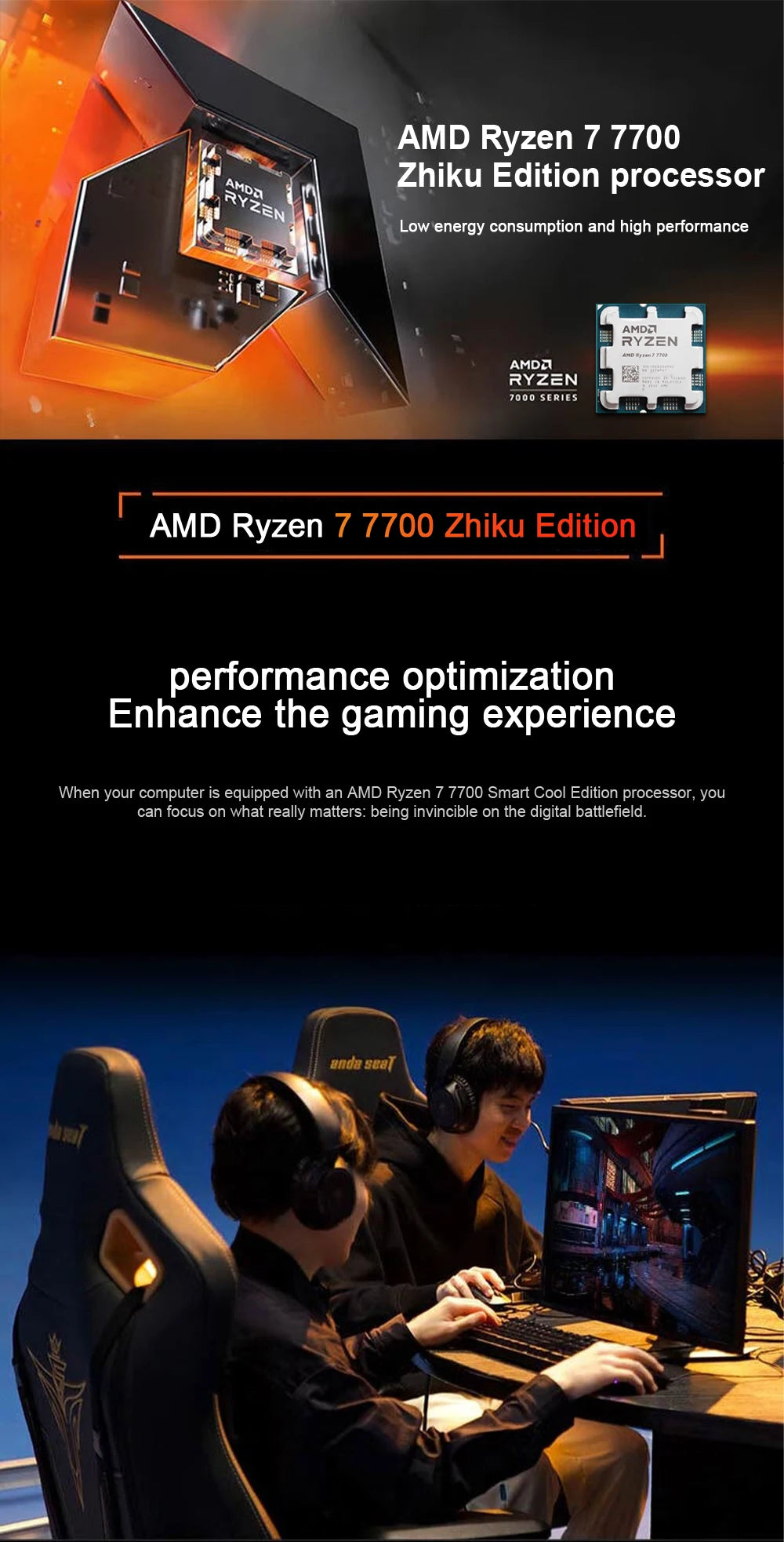 Processore AMD Ryzen 7 7700 per Gaming e Produttività, CPU Desktop 8-Core 12T, 4.5 GHz Max Boost, 5nm 32MB Cache L3, Socket AM5 (Dissipatore Non Incluso)