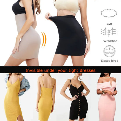 Sottogonna antiscivolo sopra il ginocchio Mezze sottoveste per abiti Shapewear Body Shaper Nuova gonna corta liscia per la biancheria intima con controllo della pancia