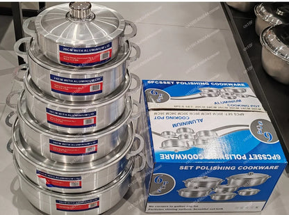 Set di 6 pentole in alluminio rinforzato, utensili da cucina di alta qualità con coperchi, pentole antiaderenti per zuppe e salse, ideali per la cucina di casa.