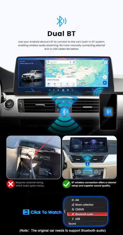 Mekede 10.25/12.3 pollici QLED Android 14 Snapdragon 128GB ROM CarPlay Wireless Auto Multimedia per BMW Serie 5 E60 E61 E62 E63 E64 Sistema CCC CIC Navigazione GPS Doppio BT 4G WiFi DSP