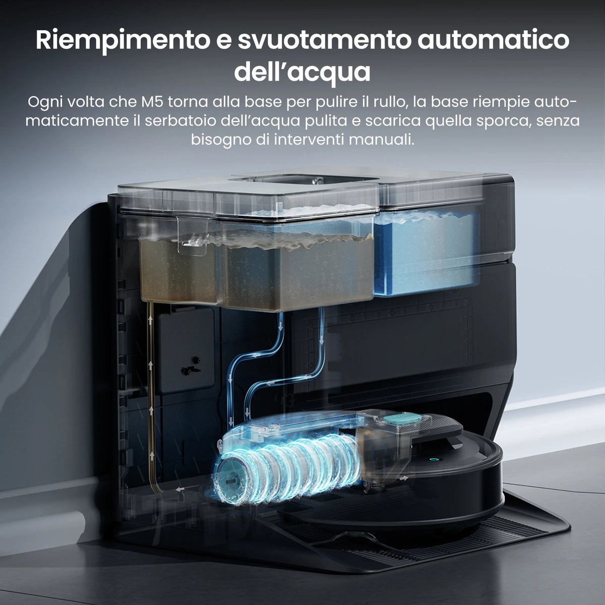Lefant M5 Aspirapolvere Robot e Lavapavimenti Aspirazione 18000Pa Stazione di Svuotamento Automatico Rulli Autopulenti Navigazione Laser dToF Pulitore Pavimenti Intelligente
