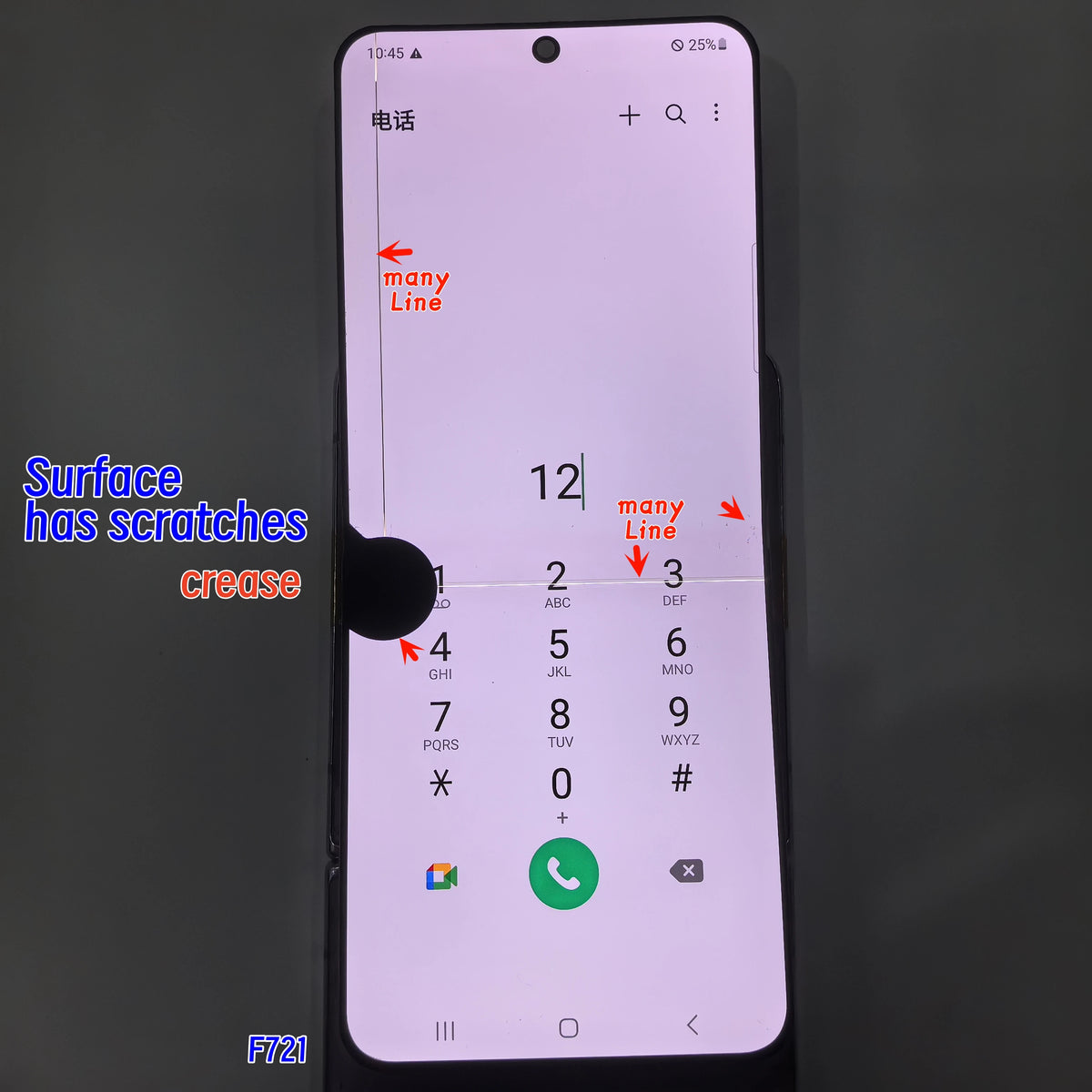 Display LCD Super AMOLED da 6.7'' 100% Testato per Samsung Z Flip 4 SM-F7210 F721 F721W F721U, Schermo Touch Sostitutivo Con Difetti