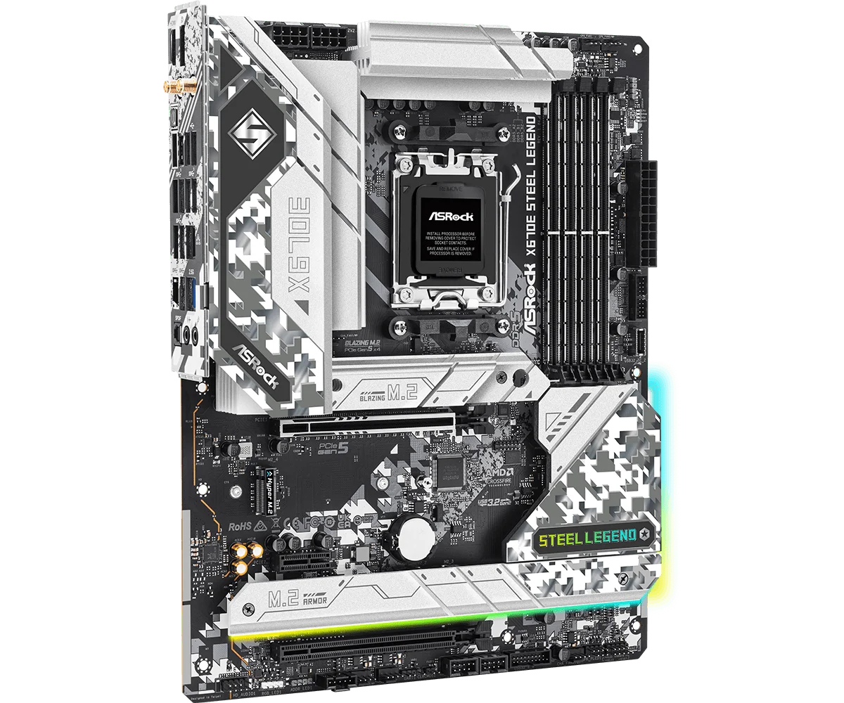 ASROCK X670E STEEL LEGEND X670 Scheda Madre AMD AM5 DDR5 Ryzen 7 7800X3D 9 7950X3D 7900X3D 5 7600X 9600X CPU PCIe 5.0 M.2 ATX
