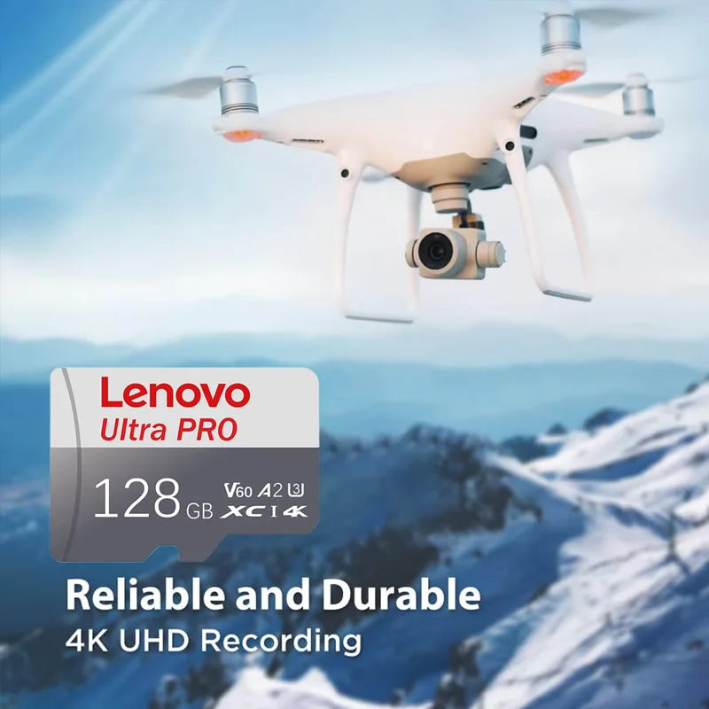 Scheda di memoria MicroSD ad alta velocità Lenovo, scheda TF, 1T, 128GB, 256GB, 512GB, classe A2, stabile, per registrazioni 4K, compatibile con DJI Pocket4 Action Cam.