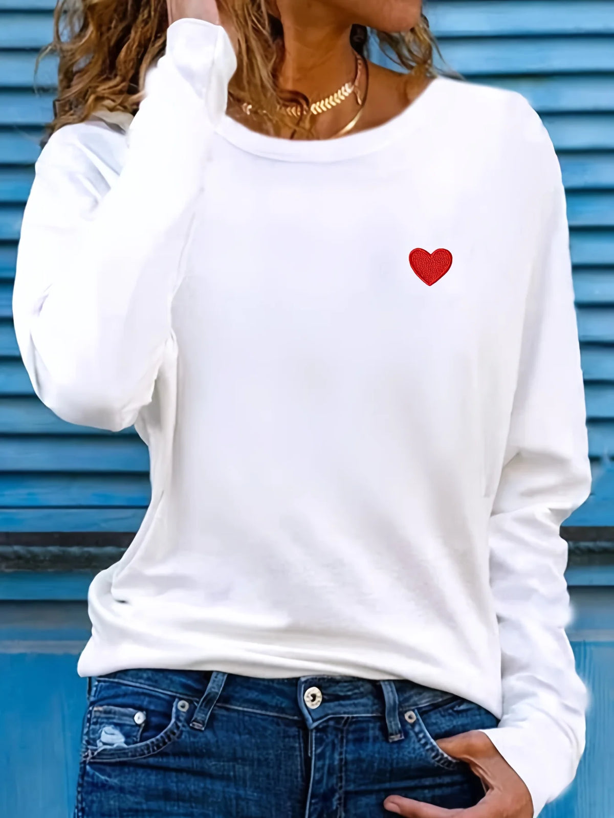 T-shirt da donna in 100% cotone, ideale per l'autunno e l'inverno, in bianco e nero, stile street, comoda, a maniche lunghe, con stampa, abbigliamento casual da donna.