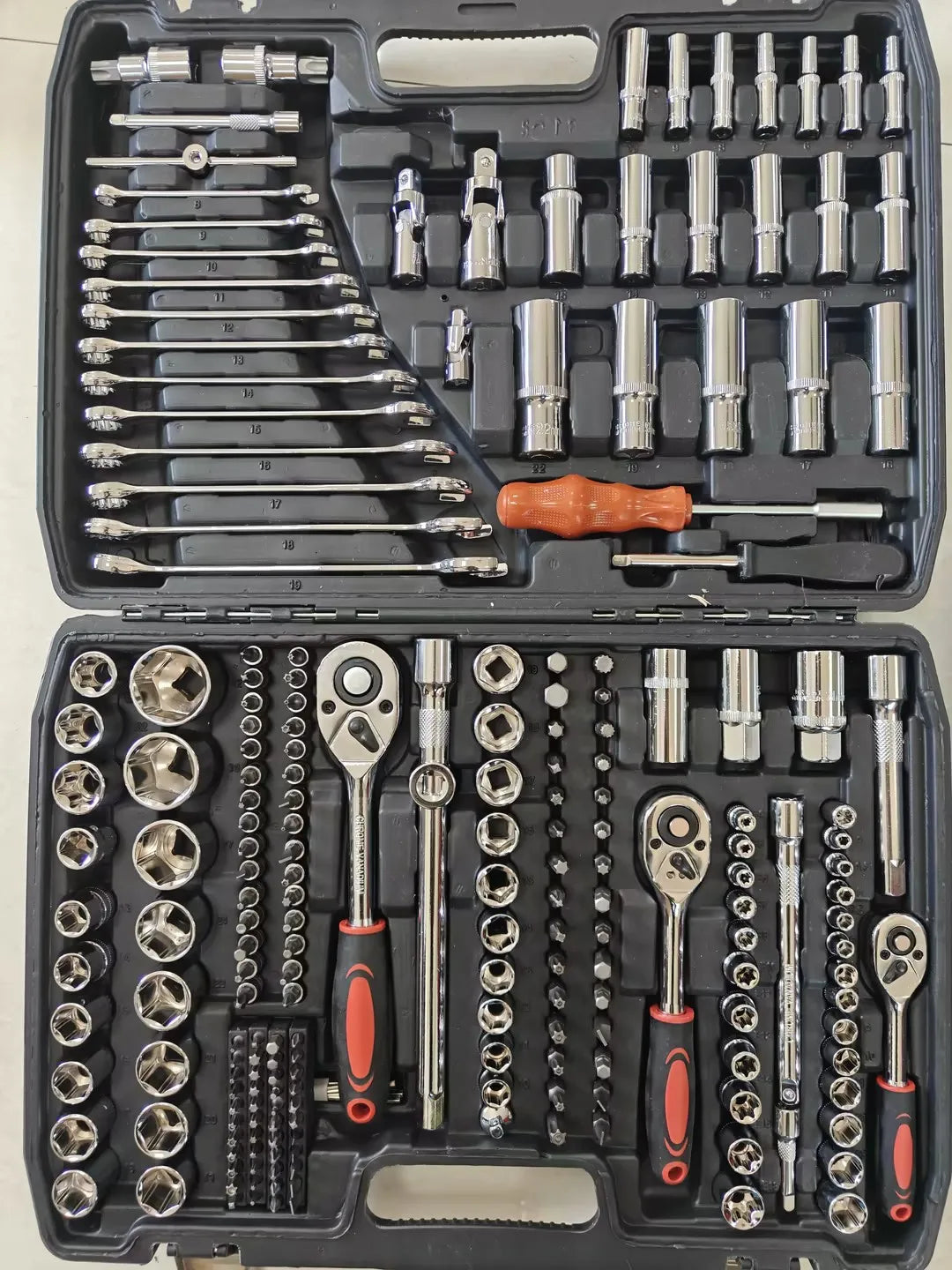 Set di Attrezzi Meccanici Hi-Spec 216 Pezzi, Kit di Utensili Manuali con Chiavi Miste 1/2" 1/4" 3/8", Set di Bussole per Riparazione Auto e Garage