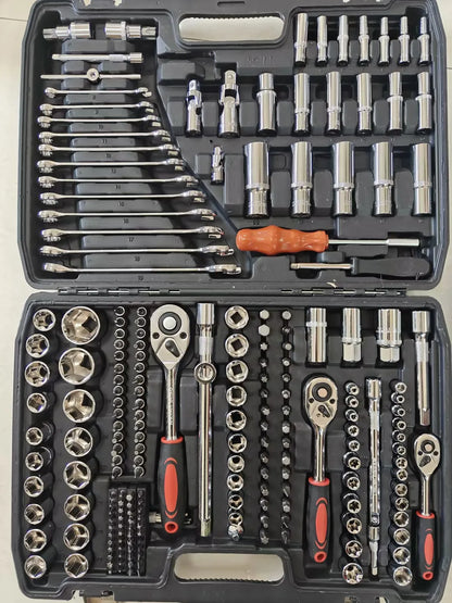 Set di Attrezzi Meccanici Hi-Spec 216 Pezzi, Kit di Utensili Manuali con Chiavi Miste 1/2" 1/4" 3/8", Set di Bussole per Riparazione Auto e Garage