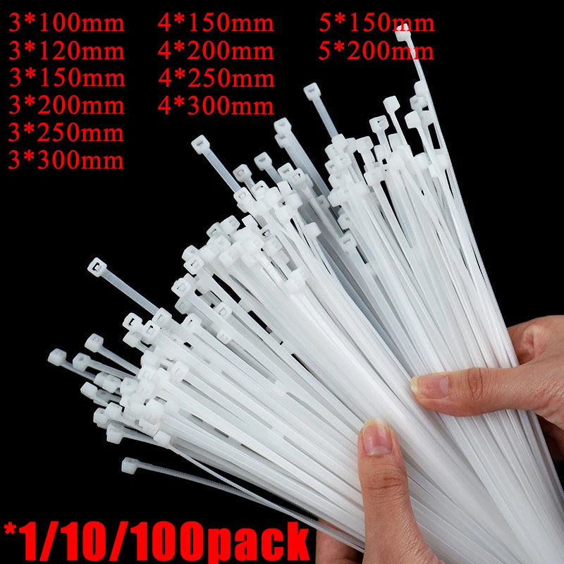 250/1000PCS fascetta in Nylon di plastica autobloccante bianca 3*100 3*150 4*200 fascetta fermacavo anello di fissaggio fascette fascette in Nylon