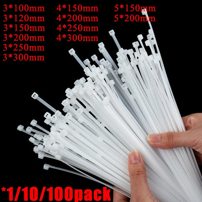 250/1000PCS fascetta in Nylon di plastica autobloccante bianca 3*100 3*150 4*200 fascetta fermacavo anello di fissaggio fascette fascette in Nylon
