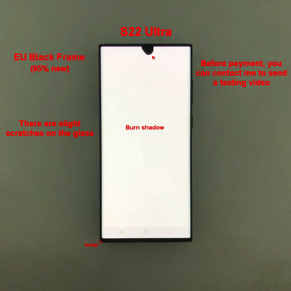 Display Super AMOLED per Samsung Galaxy S22 Ultra LCD SM-S908 S908U S908E, Schermo Touch Digitizer di Ricambio con Difetti