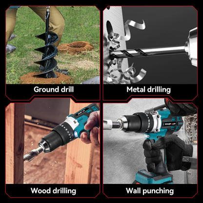 Trapano elettrico brushless ONEVAN 1500W, avvitatore a batteria, martello perforatore per lavorazione del legno, utensile elettrico compatibile con batteria Makita 18V.