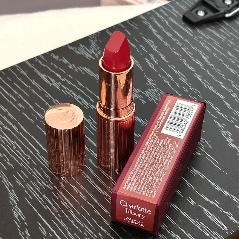 Charlotte Brand Blush in stick colorato, lucidalabbra idratante al collagene, rossetto in tubetto oro con diamante rosa, cosmetici Tilbury