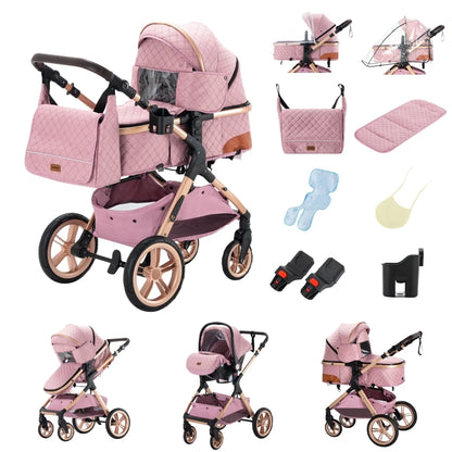 Passeggino 3 in 1 Passeggino multifunzionale Facile da viaggio pieghevole Seggiolino di sicurezza per carrozzina portatile Standard UE Spedizione gratuita