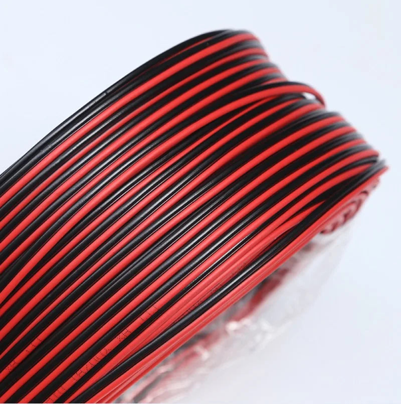 Cavo elettrico a 2 poli, in rame stagnato, 18/20/22/24/26/28/30 AWG, con isolamento in PVC, cavo di prolunga per strisce LED, cavo rosso e nero.