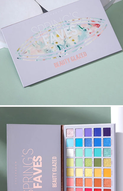 Beauty GlazedSpring's Faves BePerfect Beauty Palette di ombretti impermeabili Evidenziatore luccicante e trucco smaltato per contorno occhi