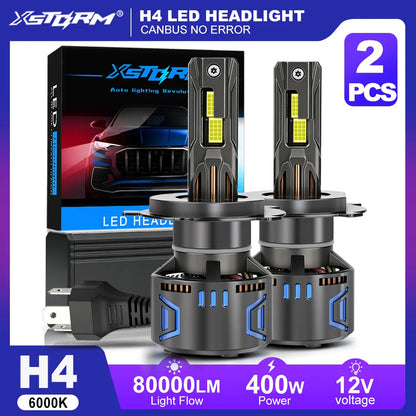 XSTORM H7 Lampadine LED per Fari H1 H4 H11 9005 9006 9012 Luci LED Canbus 80000LM 400W Fari Auto con Ventola Turbo 6000K
