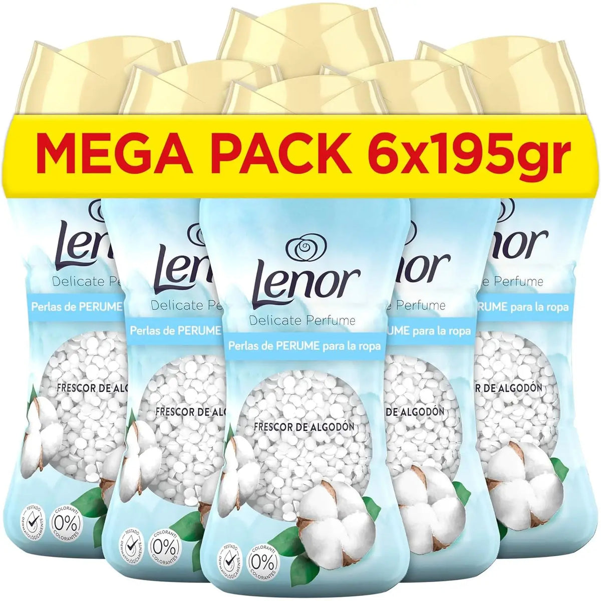 Lenor Perle Ammorbidenti Aromatiche UNstoppables per Lavatrice, Fragranza Fresca di Cotone, Confezione da 6 x 195 g Ideale per Tutti i Tipi di Tessuto 【ROUA】