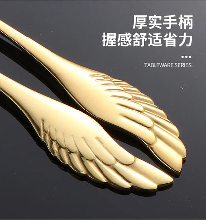 Set di forchette eleganti con base a forma di cigno, cucchiaio da caffè, dessert e insalata in acciaio inossidabile, posate per torte, stoviglie a zero sprechi, dropship