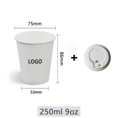 200 bicchieri di carta usa e getta da 250 ml con coperchi, con tazze da caffè personalizzabili con logo personalizzato per eventi e feste