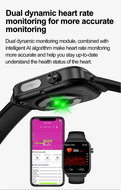 2025 Nuovo AI Diagnosi Lipidi nel sangue Acido urico Test di composizione corporea Smart Watch per uomo ECG + PPG Chiamata Bluetooth Salute Smartwatch
