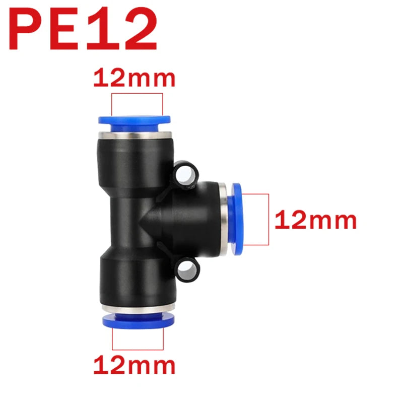 10 pz. Connettore pneumatico PE PEG, raccordo rapido a T riduttore a 3 vie, tubo in plastica, connettore per tubo da 4/6/8/10/12 mm