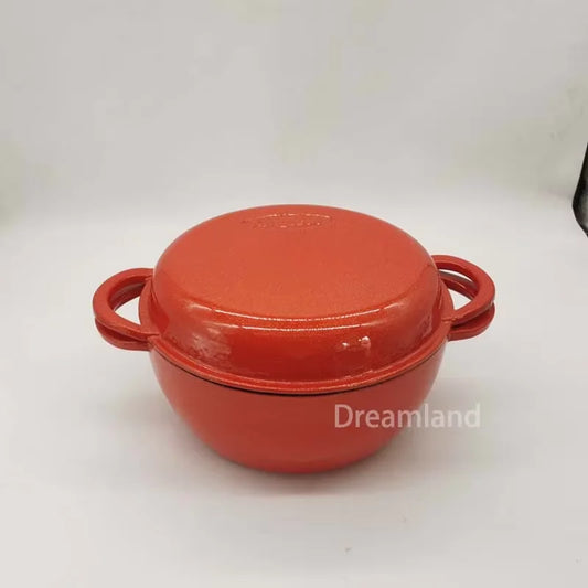 Casseruola Multifunzionale in Ghisa Smaltata da 4,8L 26cm con Coperchio, Pentola per Stufati e Pane, per 3-5 Persone