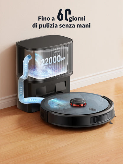 Laresar L20 Robot Aspirapolvere con 5000Pa di Aspirazione, Navigazione LDS, Stazione di Svuotamento Automatico, Controllo Smart APP per Pavimenti e Tappeti