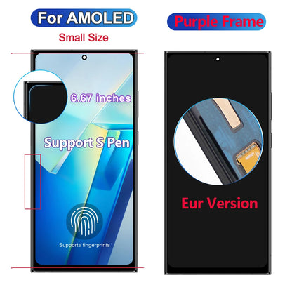 Per Samsung S23 Ultra 5G AMOLED Display LCD Touch Screen con cornice Digitizer Sostituzione compatibile con SM-S918B G918