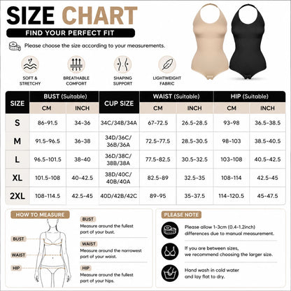 Body modellante da donna con scollo all'americana, controllo addominale, compressione, spalline convertibili, copertura totale, intimo modellante.