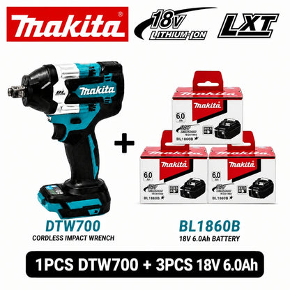 Avvitatore a impulsi Makita DTW700 a batteria 18V Brushless 700Nm, pistola a impulsi elettrica ad alta coppia con attacco da 1/2 pollice, velocità variabile, Auto-Stop per BL1830 BL1840 BL1850 BL1860B, spedizione rapida UE