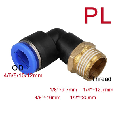 Connettori Pneumatici PC/PCF/SL/PB/PL 4mm 6mm 8mm 10mm 12mm Filettatura M5 3/4' 1 2 Vie Raccordi per Tubi Connettori Rapidi