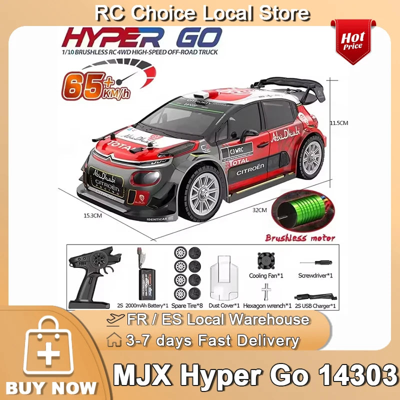 MJX Hyper Go 14303 1/14 4WD RC Auto 65 km/h Brushless 2.4G Auto telecomandata Off-road Ad alta velocità RC Auto Camion giocattolo