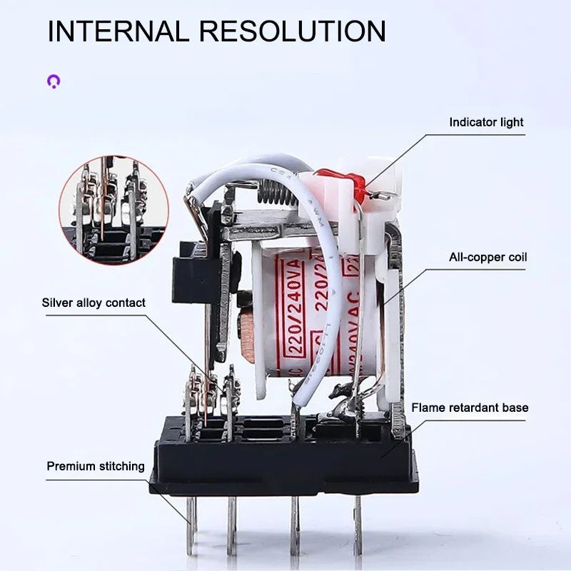 10 pz per relè di controllo miniaturizzati all'ingrosso piccolo relè intermedio AC 12V DC C24 AC220 HH52P HH53P HH54P HH62P HH63P HH64P