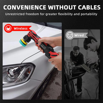 Lucidatrice per Auto Podofo Mini 12V Senza Fili, Macchina Lucidatrice Multifunzione a 6 Velocità, Lucidatrice per Auto con 3 Punte per Fari, Ruote, Bagagliaio