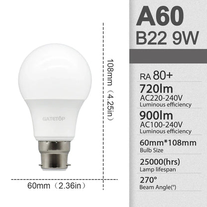 10 Pezzi Lampadine LED E27 B22 da 24W 20W 18W 15W 12W 10W 3W, AC 220V 110V 3000K 6000K, Lampada per Soggiorno e Casa