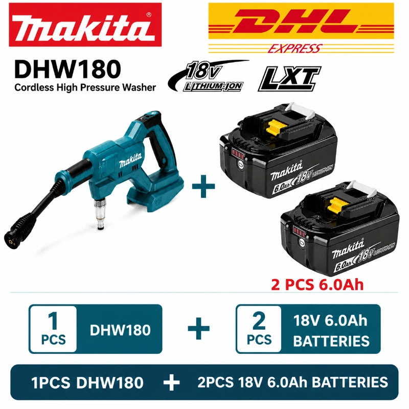 Idropulitrice Portatile a Batteria Makita DHW180 18V per Auto, Moto, Giardino e Patio - Compatibile con Batterie Makita 18V - Disponibilità EU
