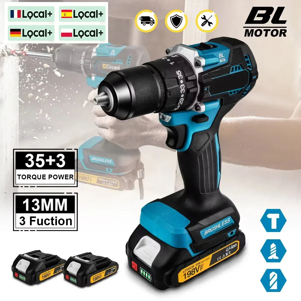 Trapano avvitatore a percussione Makita DDF487 da 13 mm, brushless, per uso domestico, 18V agli ioni di litio, con elevata coppia, compatibile con batteria Makita 18V.
