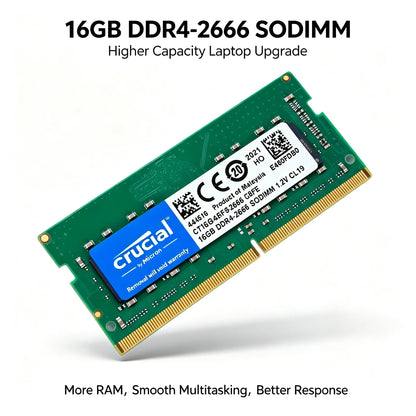 Cruciale 1PCS/2PCS RAM DDR4 per Laptop 16GB 2400 2666 3200MHz 8 Chip PCB Verde SODIMM Memoria per Notebook