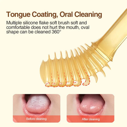MAMIJOY Spazzolino da denti per bambini Spazzolino da lingua in silicone 3 in 1 Spazzolino da denti per addestramento per igiene orale per neonati con coperchio BPA gratuito BY11