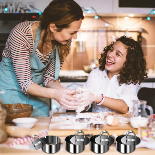 Set di 12 anelli per mousse da cucina, stampi circolari in acciaio inossidabile antiaderenti per torte, crumpets, uova, pasticceria, mousse e dessert