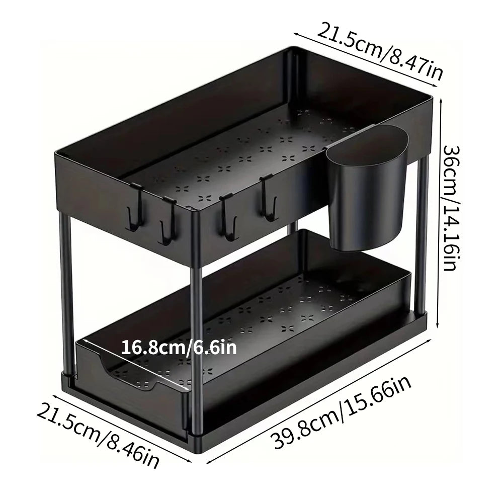 Organizzatore a più livelli estraibile per bottiglie di spezie in cucina, scaffale multifunzionale per l'organizzazione del disordine sotto il lavello del bagno
