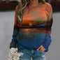 Autunno Paesaggio 3D Stampa Felpe Maniche Raglan da Donna Eleganti Felpe Casual Y2k Pullover Harajuku Magliette E Camicette Abbigliamento Femminile
