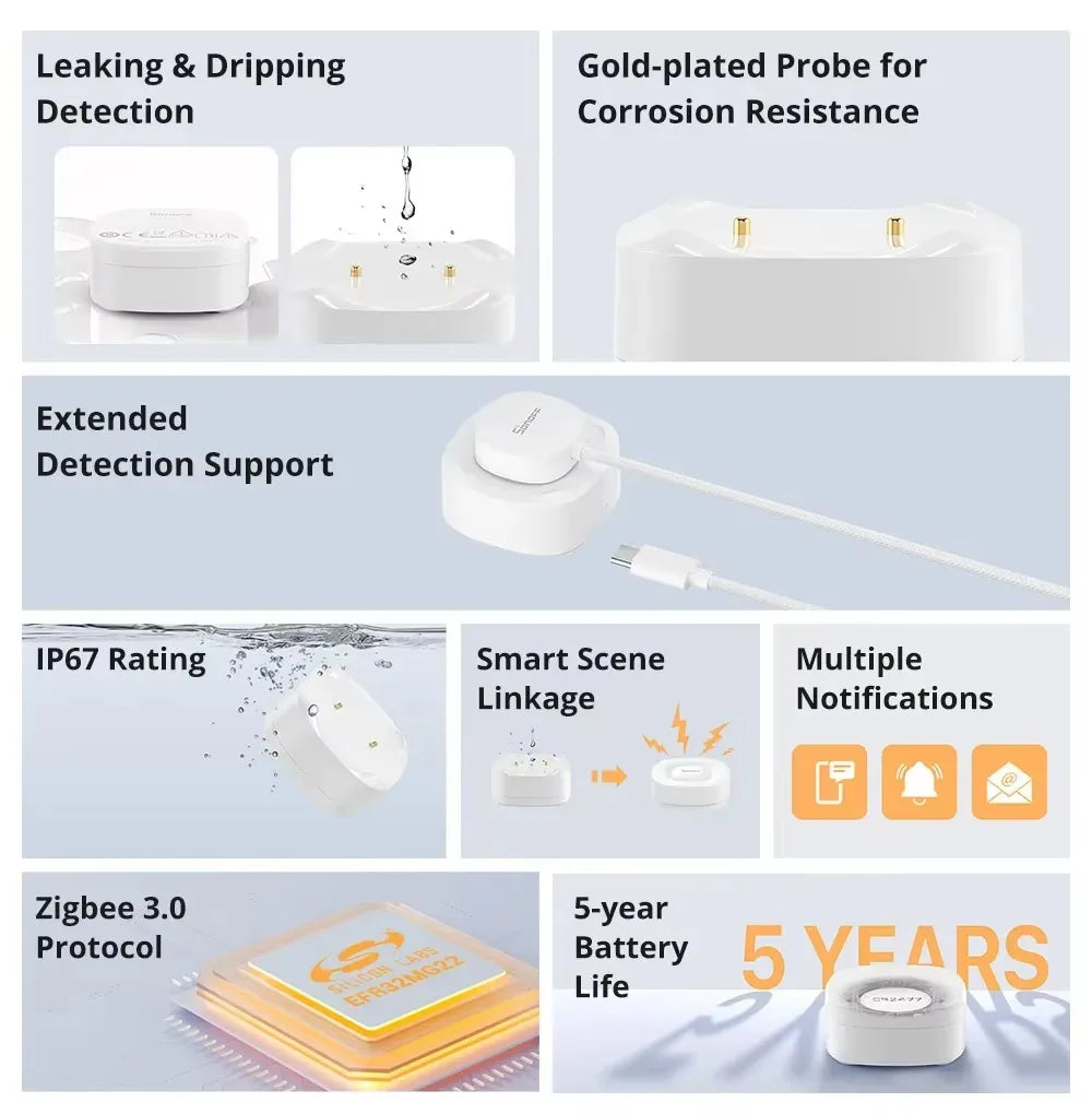 SONOFF SNZB-06P SNZB-05P Zb Bridge Pro Sensore di perdite d'acqua Zigbee ZbminiL2 SNZB-02D Sensore per porte e finestre Sensore di temperatura e umidità
