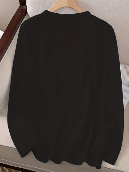 T-shirt da donna in 100% cotone, modello slim, a maniche lunghe, top bianco sottile, maglietta da donna