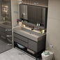 Combinazione di mobile lavabo e specchio da bagno in nano-roccia di lusso leggero