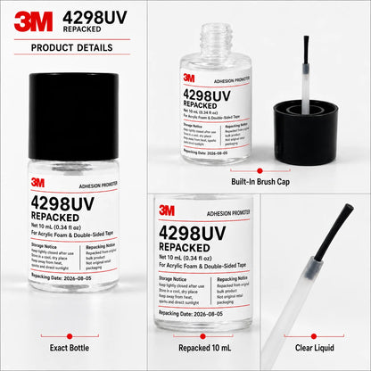 3M 4298UV Promotore di Adesione per Nastro Biadesivo in Schiuma Acrilica per Settore Automobilistico, Adesivo per Fissaggio di Rivestimenti in Plastica PP TPO EPDM ABS, 10ML